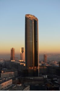Amman Rotana Hotel tower at dusk